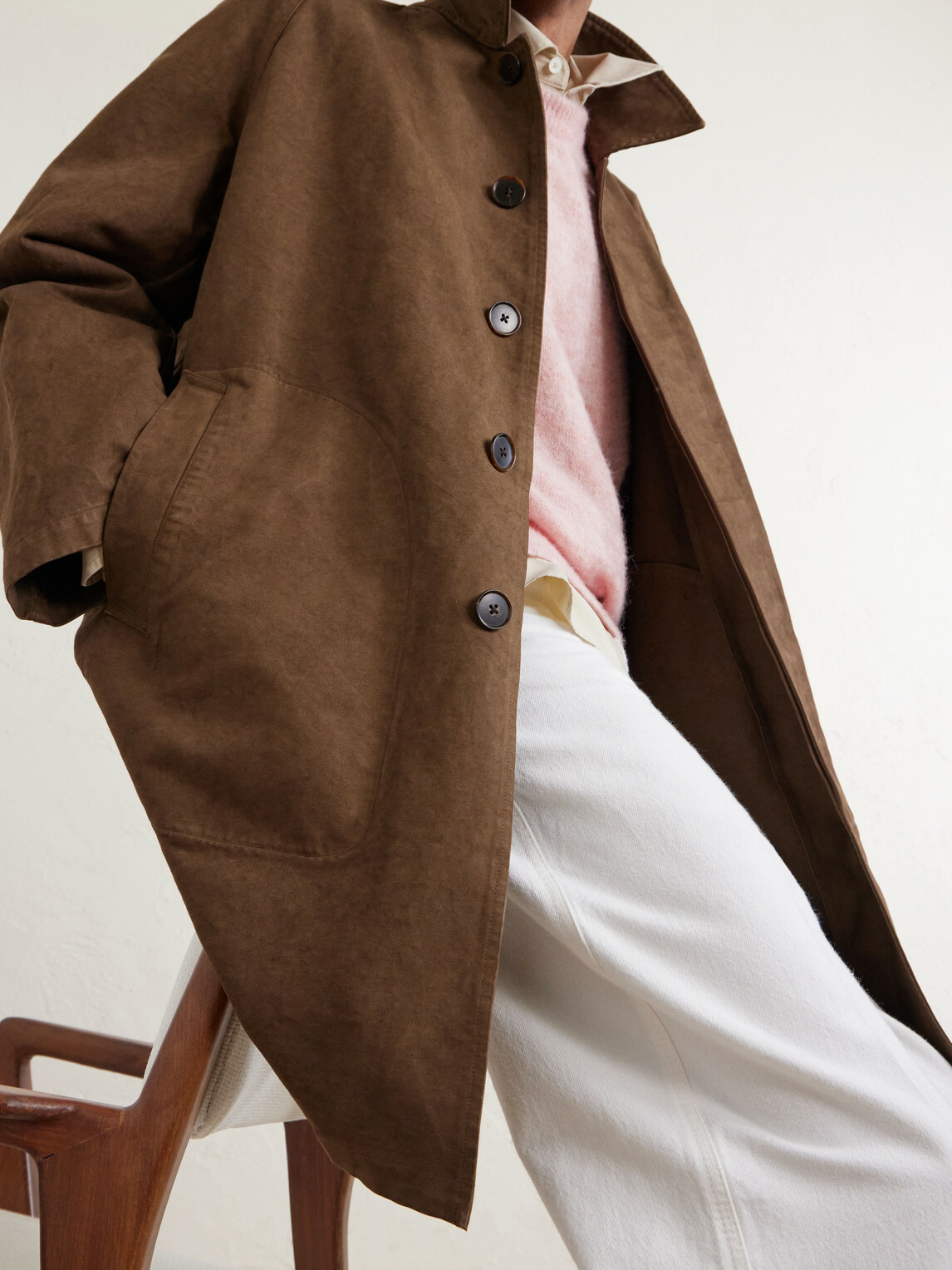 Auralee - Garment-Dyed Cotton-Twill Coat - Brown