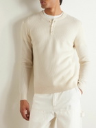 Incotex - Zanone Slim-Fit Ribbed Virgin Wool Henley T-Shirt - White