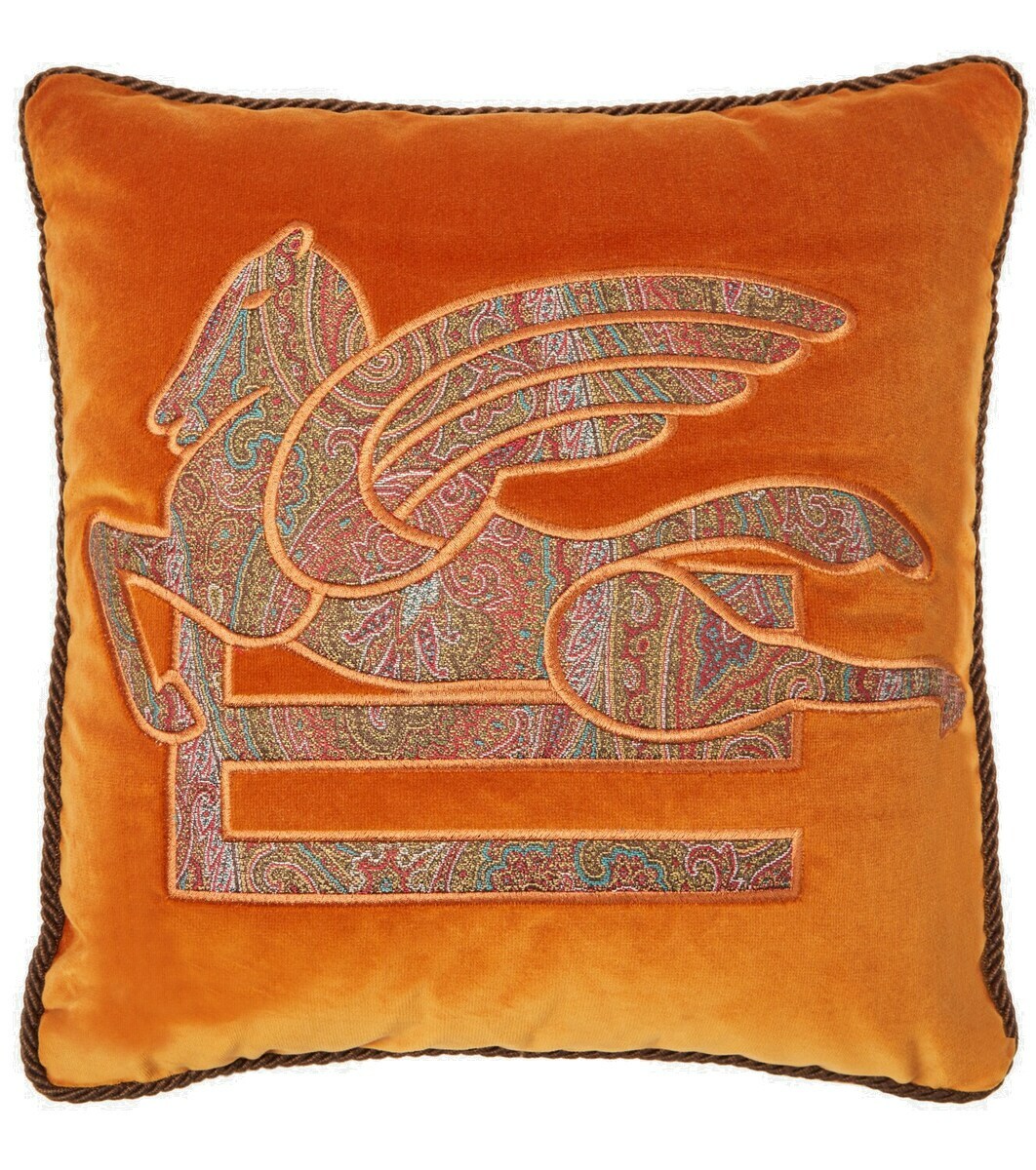 Etro Embroidered velvet cushion Etro