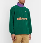 adidas Originals - Samstag Colour-Block Logo-Appliquéd Fleece Half-Zip Sweatshirt - Green