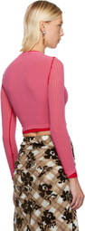 Chopova Lowena Pink Fishnet Cardigan