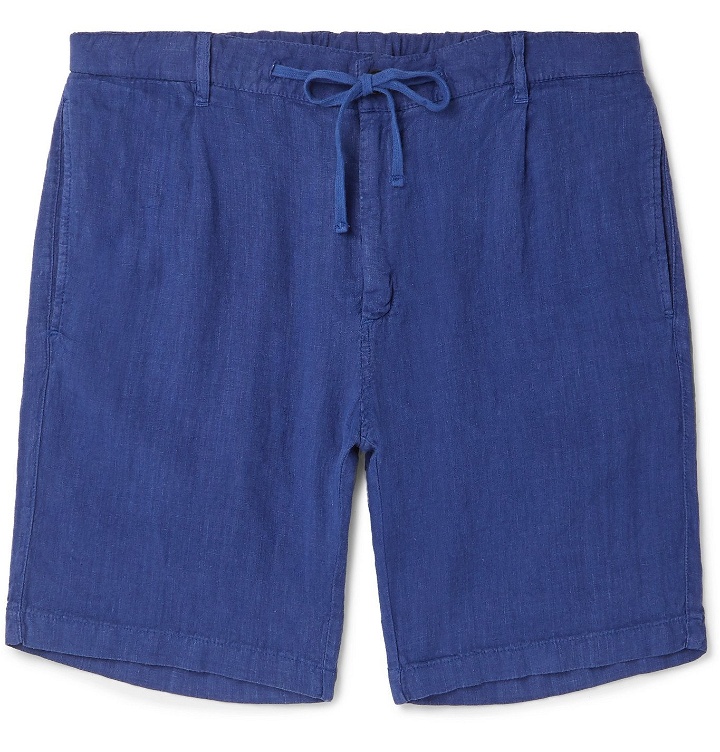 Photo: Hartford - Pleated Linen Drawstring Shorts - Blue