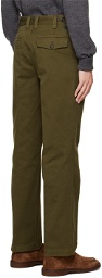 Drake's Green Flat Front Trousers