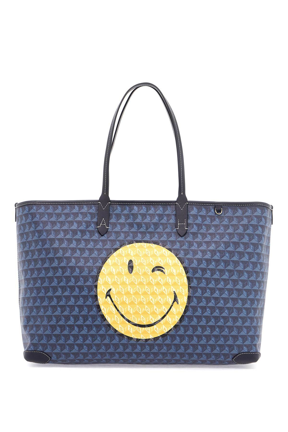 ANYA HINDMARCH i am a plastic bag wink zipped tote bag Blue Anya 