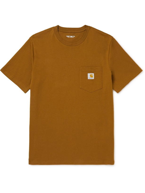 Photo: Carhartt WIP - Logo-Appliquéd Cotton-Jersey T-Shirt - Brown