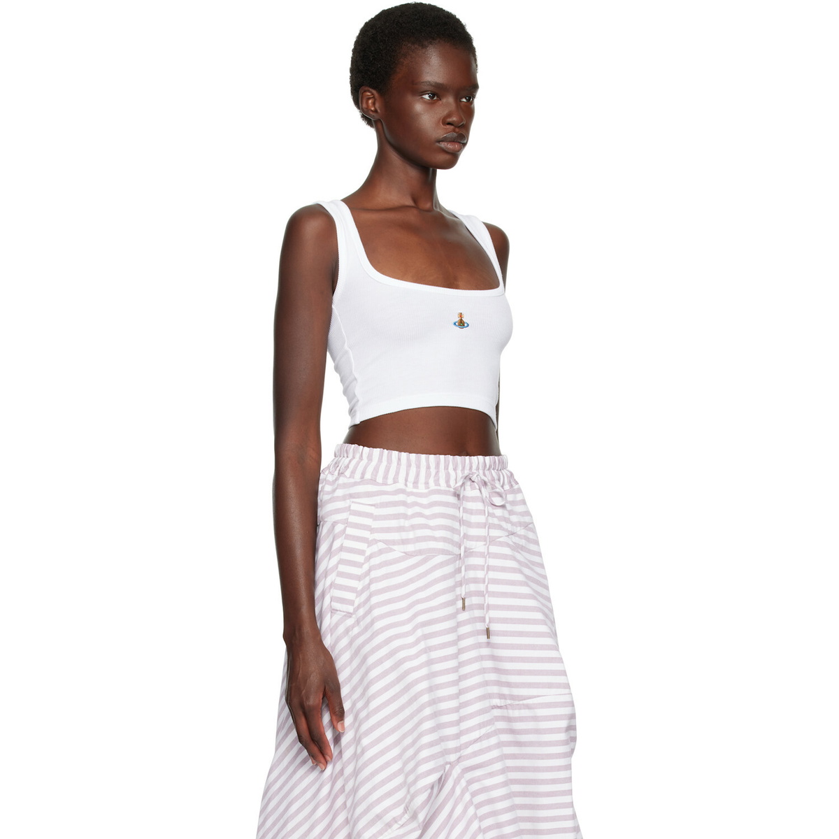Vivienne Westwood White Cropped Rib Tank Top