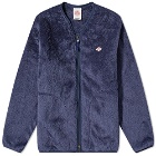 Danton Men's High Pile Fleece V Neck Jacket in Smoke Blue