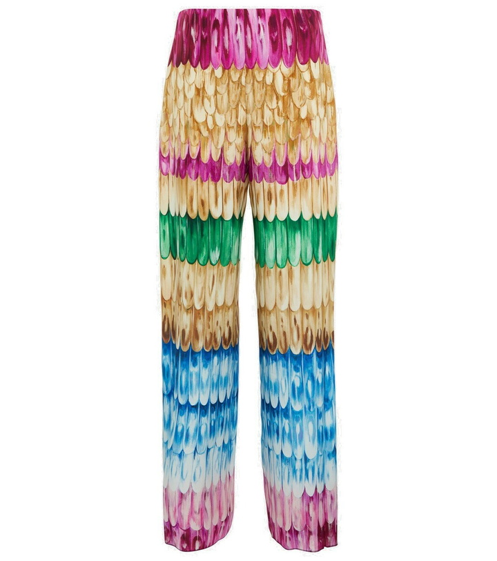 Photo: Valentino Feather-print wide-leg silk pants