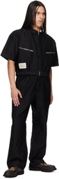 Song for the Mute Black Birkenstock Edition 'The Rebel' Zipped S/S Jumpsuit
