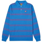 Human Made Men's Long Sleeve Striped Polo Shirt in Blue