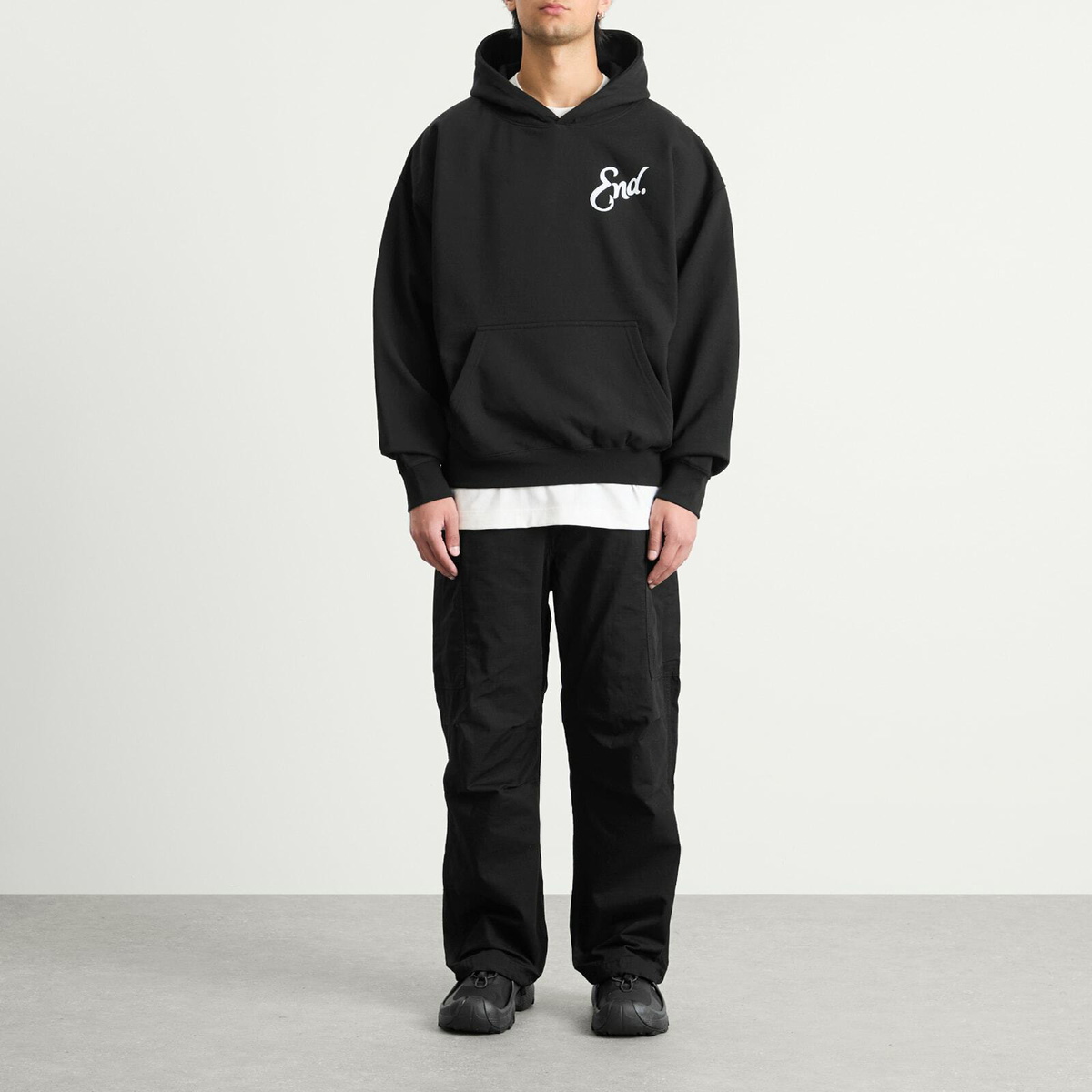 END. Coastal Fish Bar By The Sea Hoodie in Black