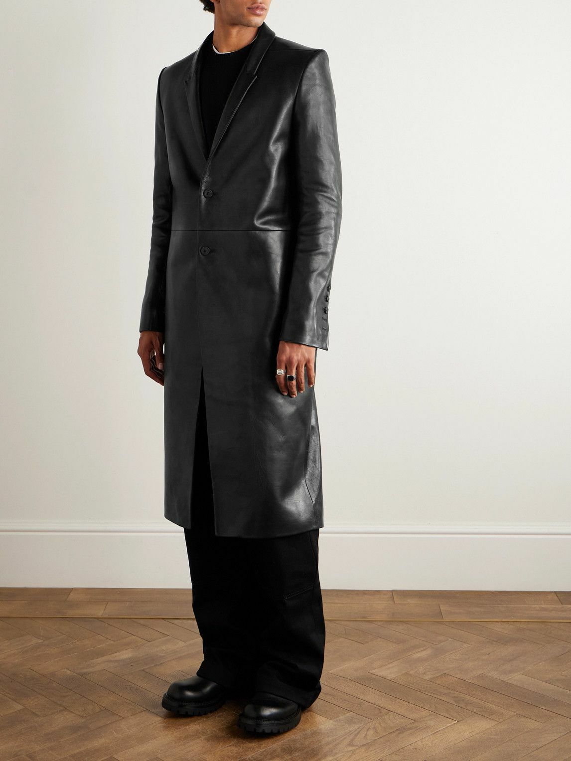 Rick Owens - Concordian Slim-Fit Leather Coat - Black