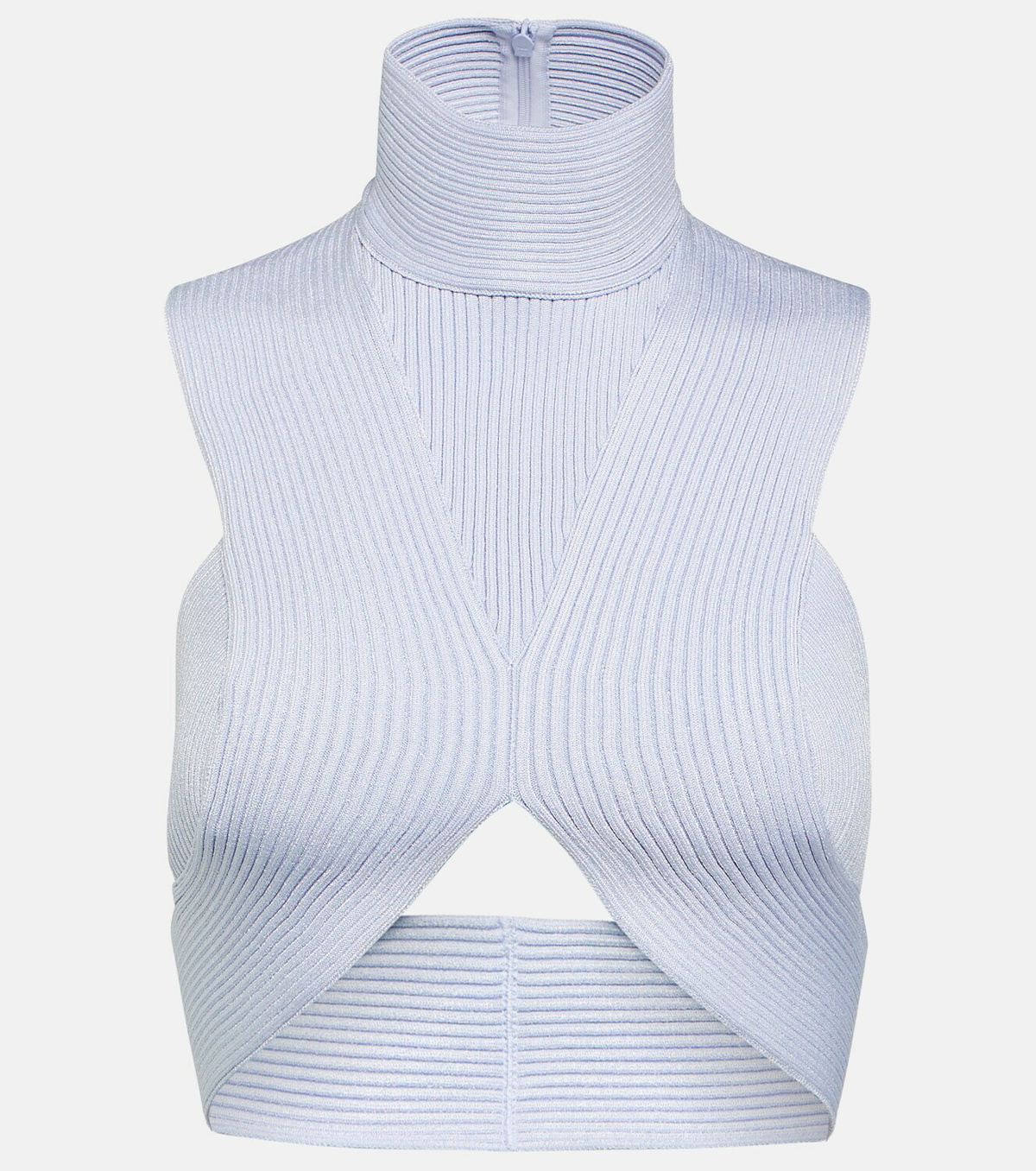 Ribbed-knit halterneck bodysuit in white - Alaia