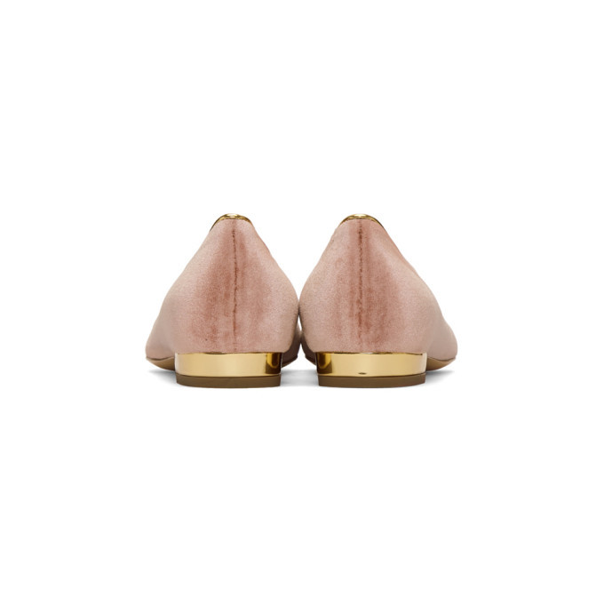 Charlotte Olympia SSENSE Exclusive Pink Velvet Kitty Slippers