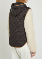 Brunello Cucinelli Quilted Hooded Nylon Gilet Dark Brown