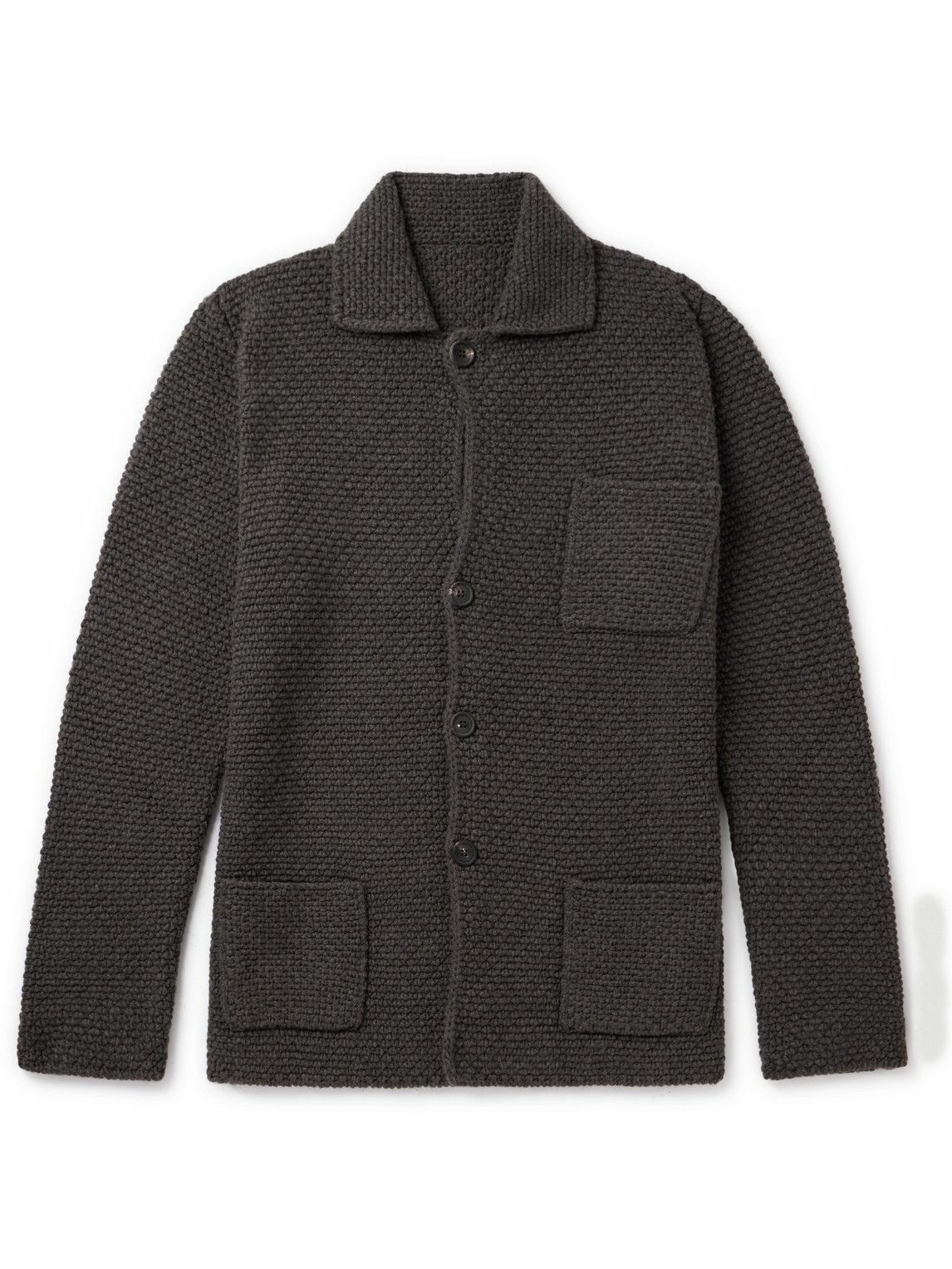 Photo: Anderson & Sheppard - Slim-Fit Textured Wool and Cashmere-Blend Cardigan - Brown