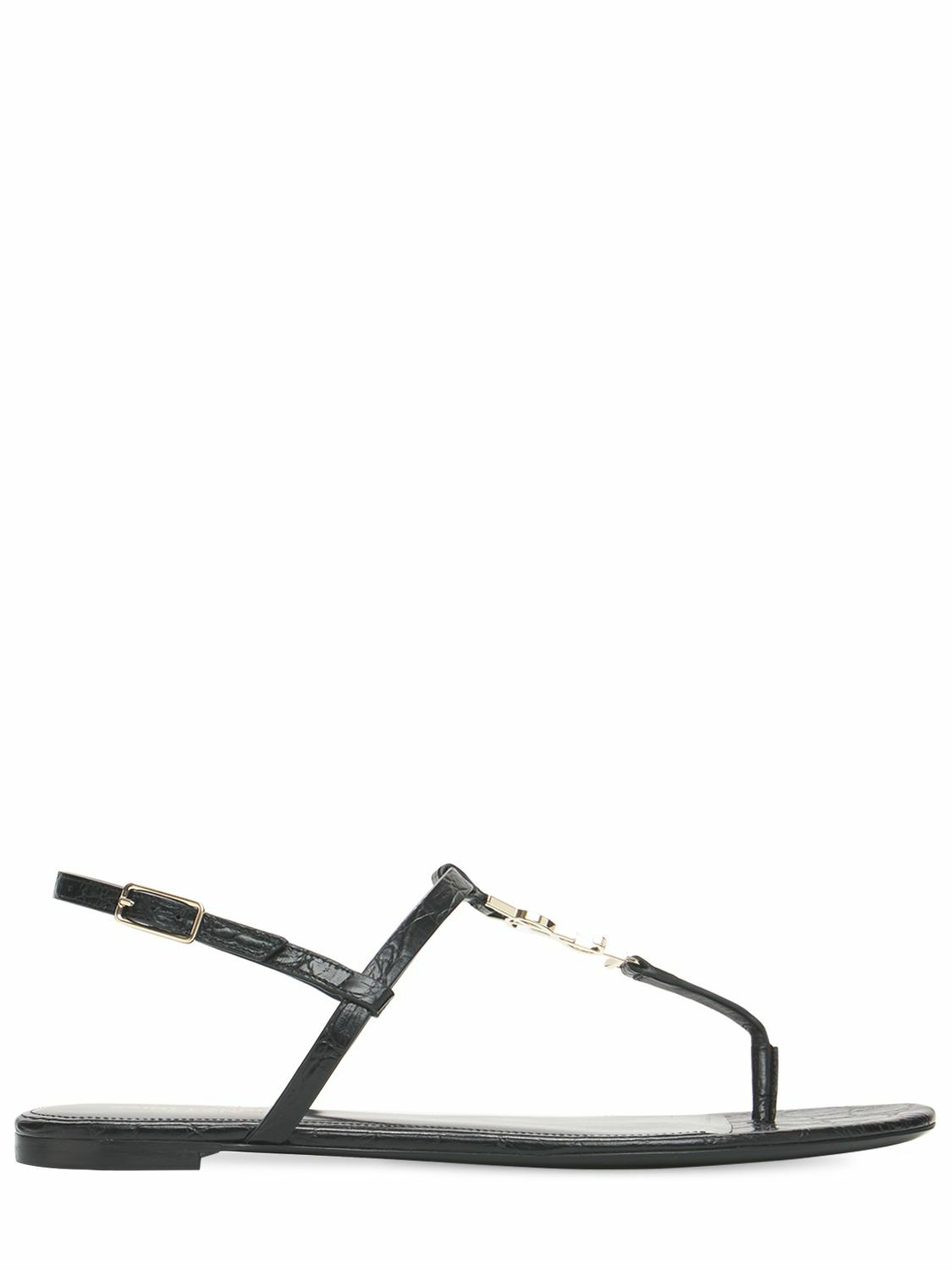 SAINT LAURENT - 10mm Cassandra Leather Thong Sandals Saint Laurent