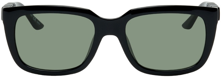 Photo: Balenciaga Black Embossed Logo Sunglasses