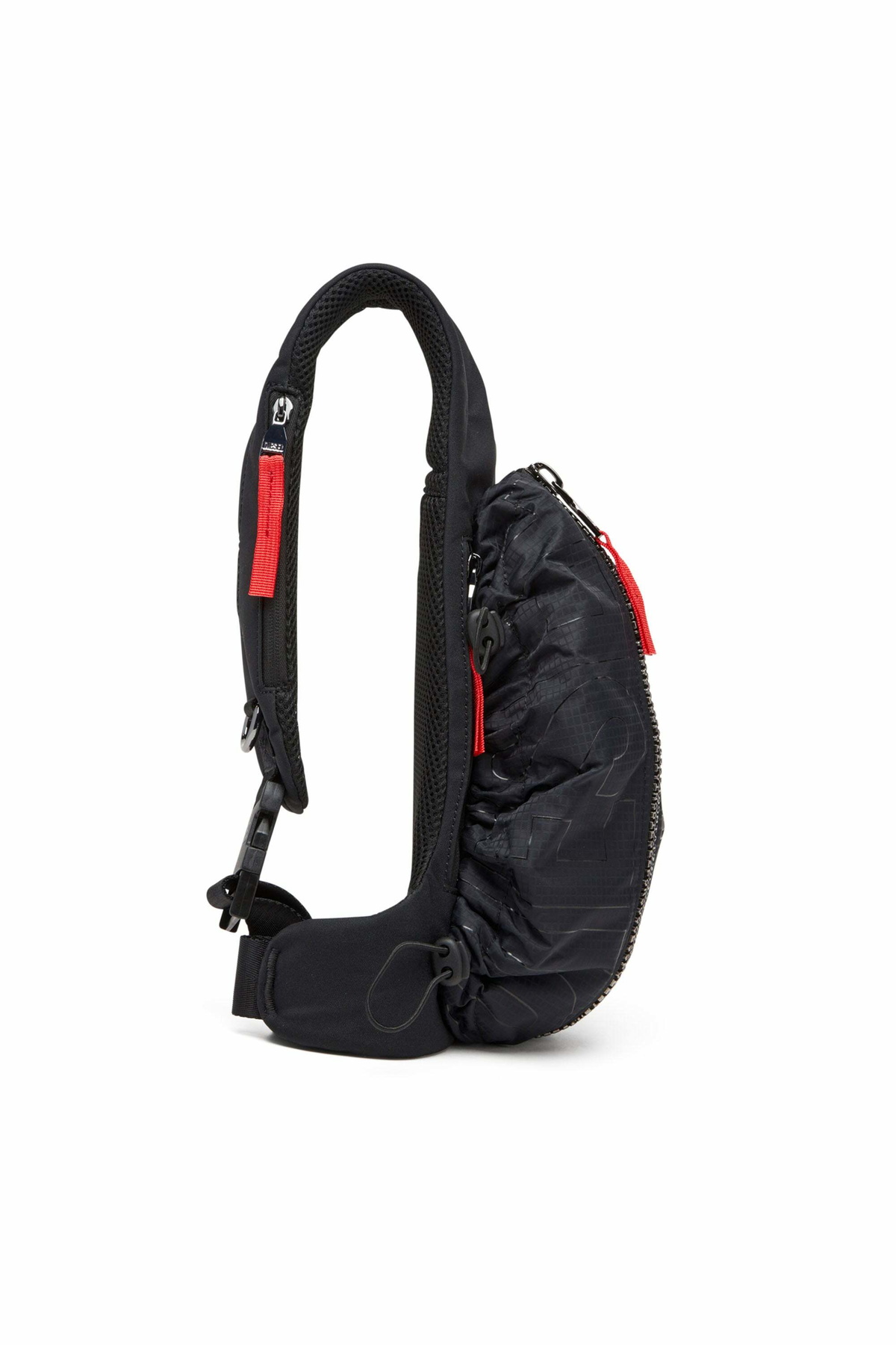 Diesel Zip-D-Sling bag in check-jacquard shell - Crossbody Bags Mens in Black