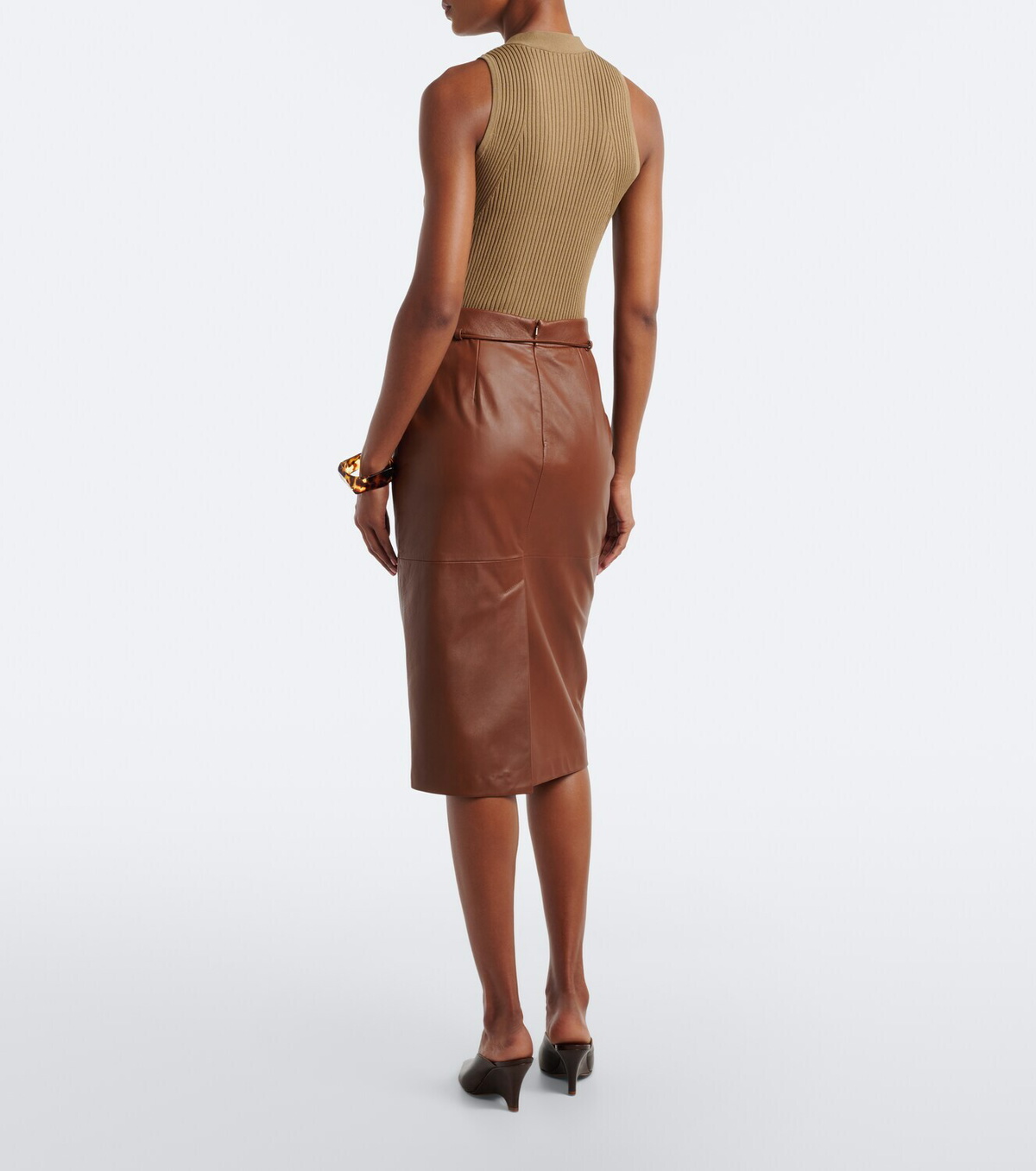 Max Mara Leather midi skirt