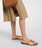 Miu Miu Logo raffia slides