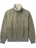 Brunello Cucinelli - Ribbed Cashmere-Trimmed Shearling Jacket - Green