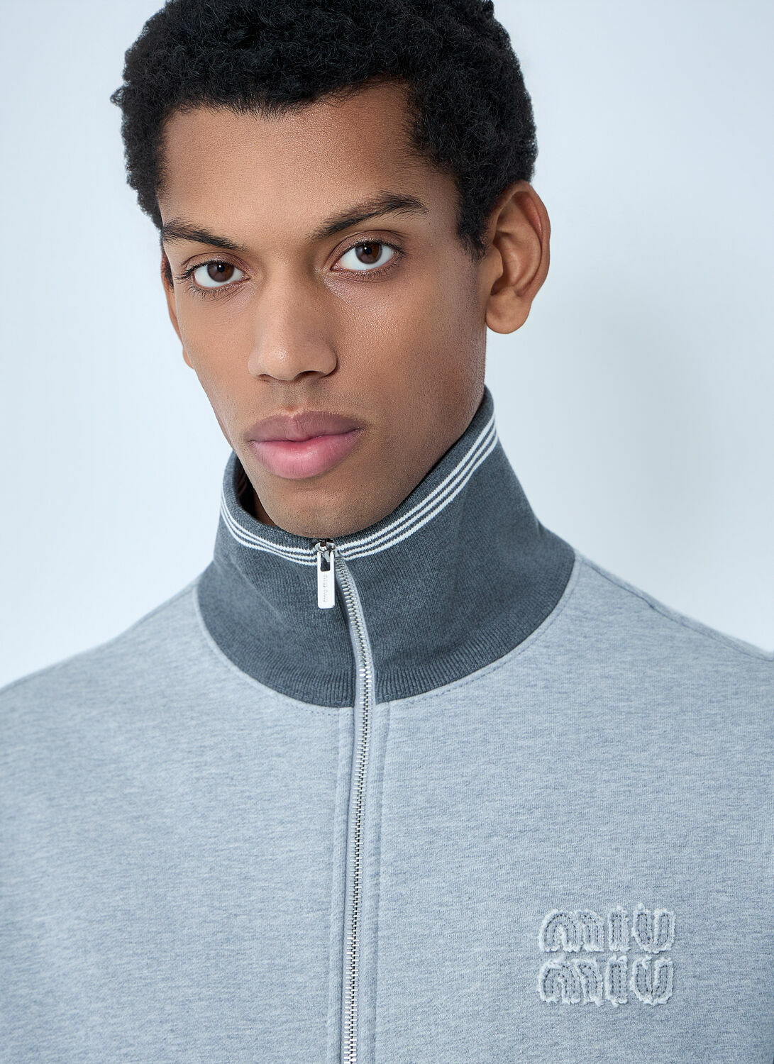 Miu Miu Logo Motif Zip-Up Sweatershirt
