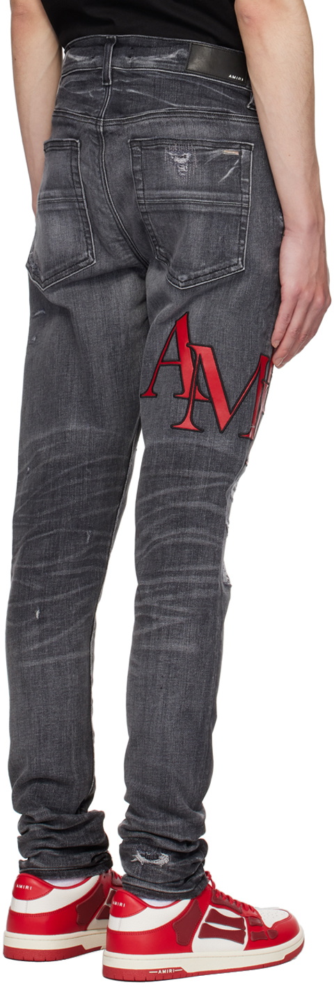 【関税・送料込み】AMIRI JEANS GREY COTTON DENIM JEANS AMIRI Gray Staggered Jeans Amiri