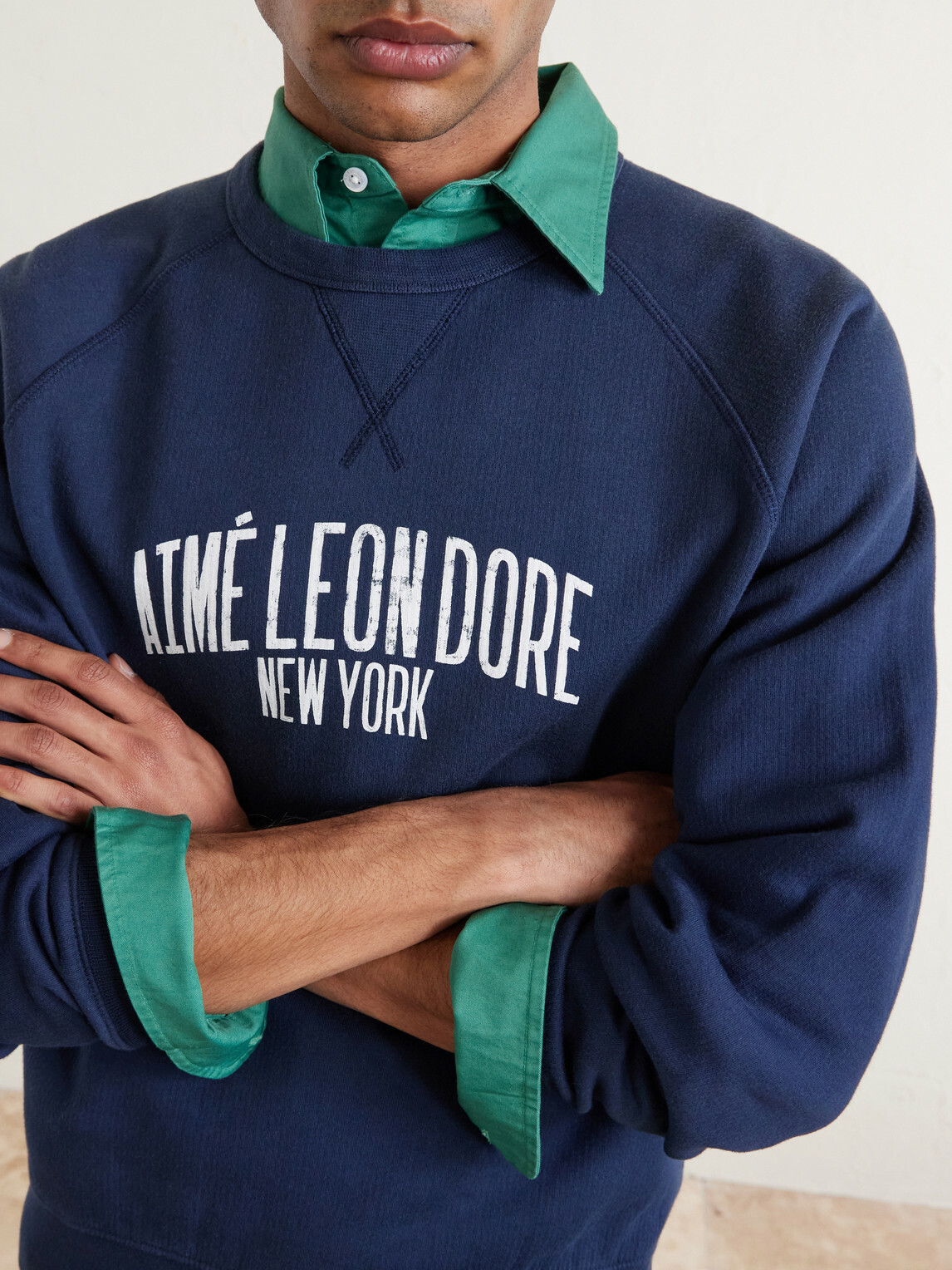 Aimé Leon Dore - Logo-Print Cotton-Blend Jersey Sweatshirt - Blue