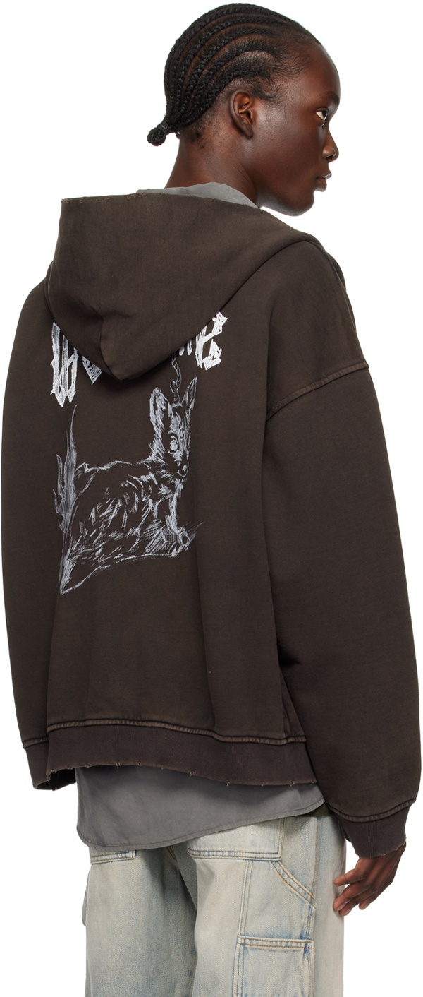【関税込み】We11done ブラウン ディストレス フーディ We11done Brown Distressed Hoodie We11done
