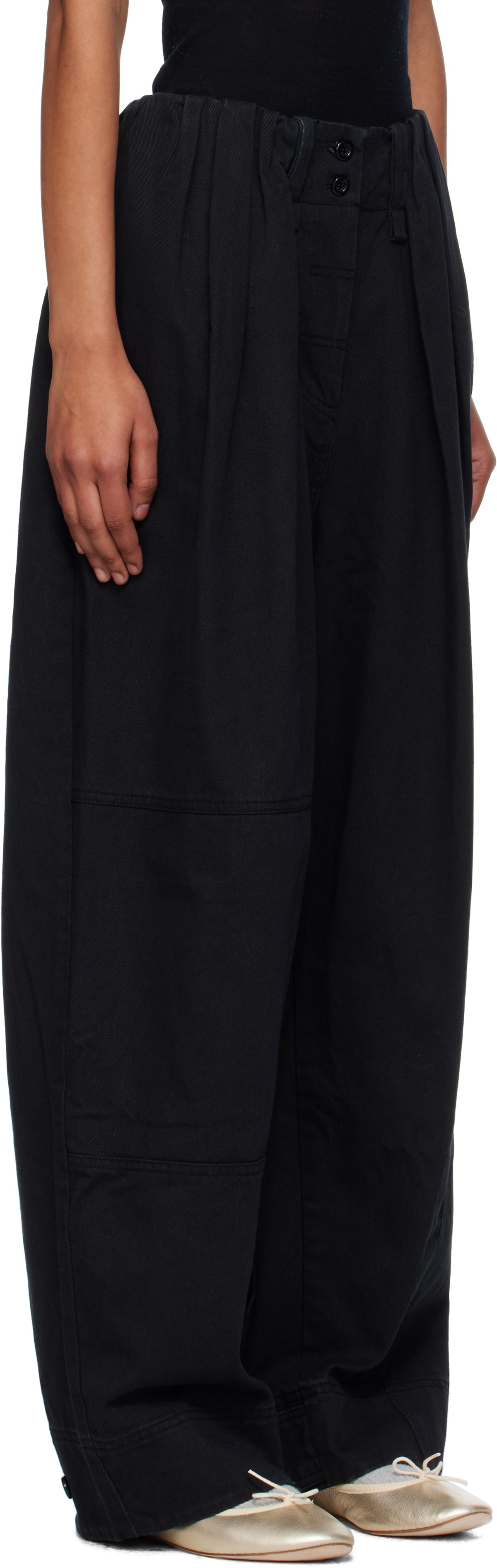 OPEN YY Black Full Gather Trousers