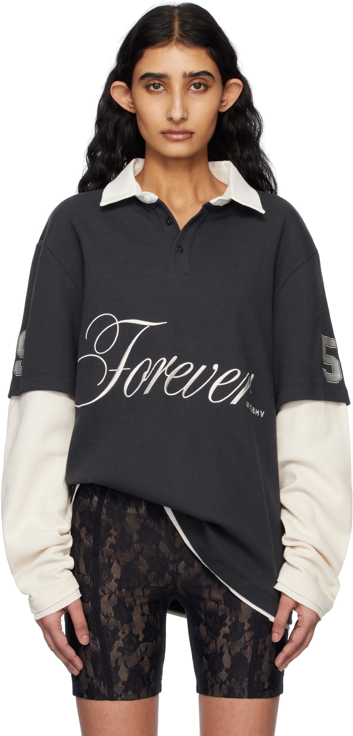 MISBHV Black & White 'Forever' Double Layer Polo