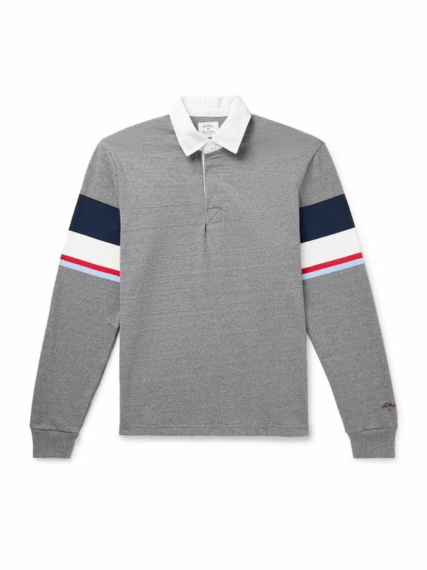 Photo: Noah - Striped Cotton-Jersey Rugby Shirt - Gray