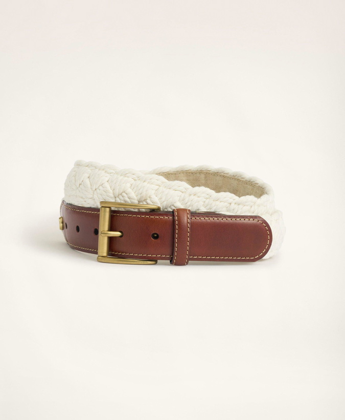 Photo: Brooks Brothers Men's Braided Cotton Leather Tab Belt | Ivory