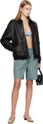 HommeGirls Black Leather Bomber Jacket