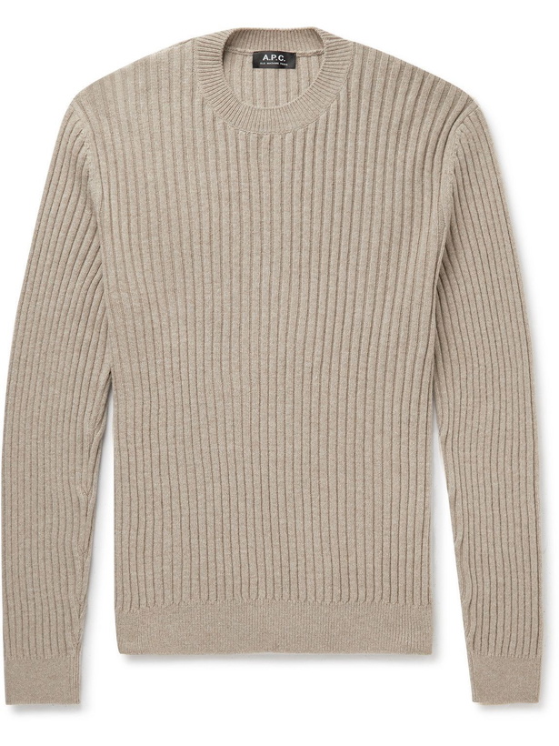 Photo: A.P.C. - Fabien Ribbed-Knit Sweater - Neutrals