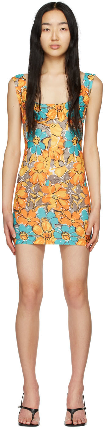 miaou orange dress Miaou Vivi Clementine Print Mini Dress House Of Huntington