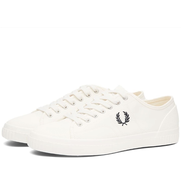 Photo: Fred Perry Authentic Men's Hughes Low Canvas Sneakers in Light Ecru