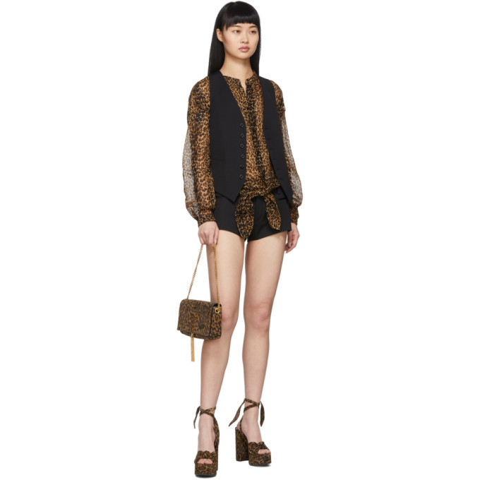 Saint Laurent Black Wool Short Shorts