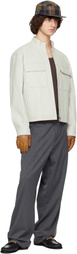 Solid Homme Off-White High-Neck Two-Pocket Leather Jacket