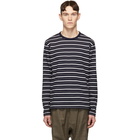 Junya Watanabe Navy Horizontal Stripes Long Sleeve T-Shirt