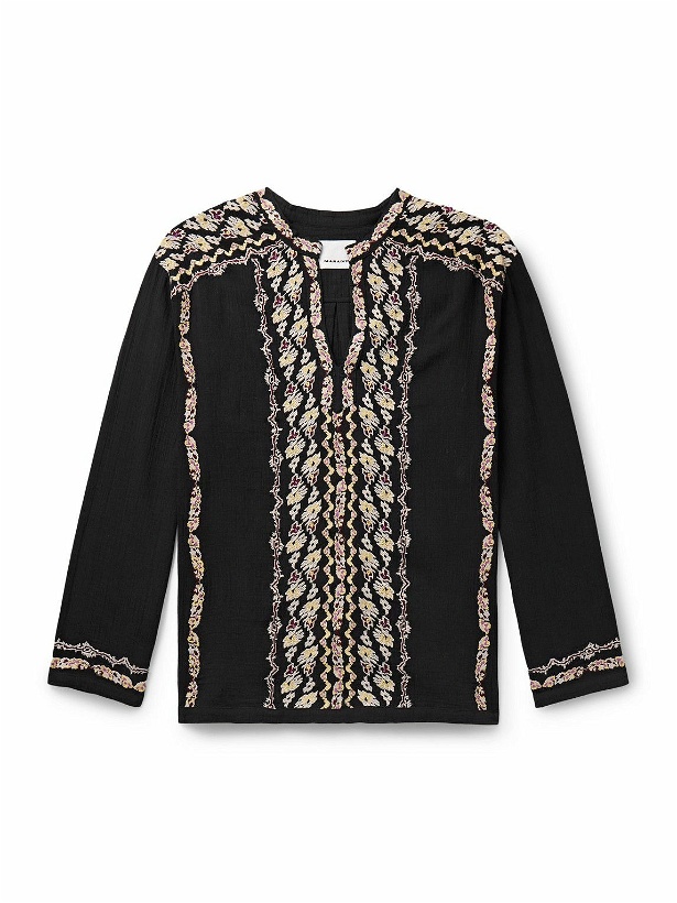 Photo: Marant - Cikariah Embroidered Cotton-Gauze Shirt - Black