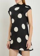 Khaite Tatia Polka-dot Draped Silk Mini Dress Black And White
