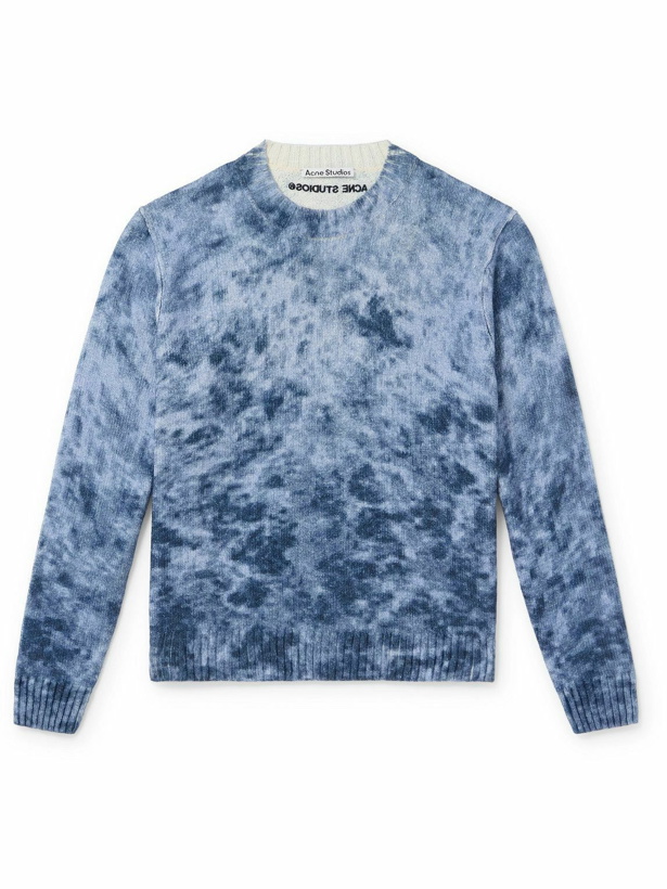 Photo: Acne Studios - Logo-Embroidered Printed Cotton Sweater - Blue