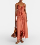 Poupette St Barth Neree ruched ruffled maxi skirt