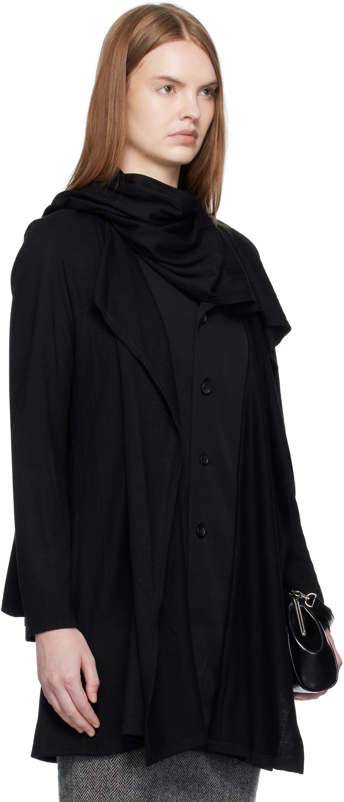 YOHJI YAMAMOTO Black Wool Stole Blouse