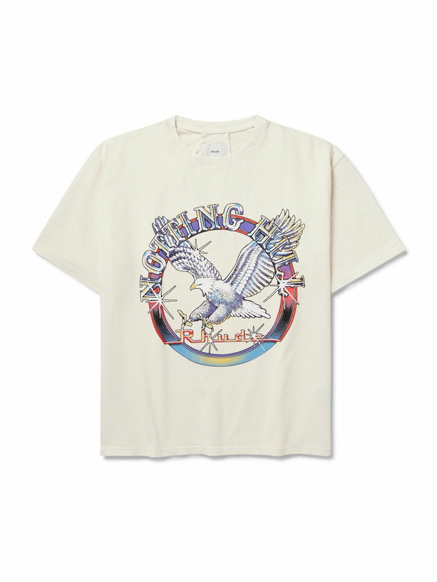 Photo: Rhude - Notting Hill Eagle Logo-Print Cotton-Jersey T-Shirt - White