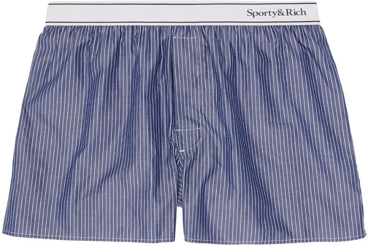 Photo: Sporty & Rich Blue Serif Boxer Briefs