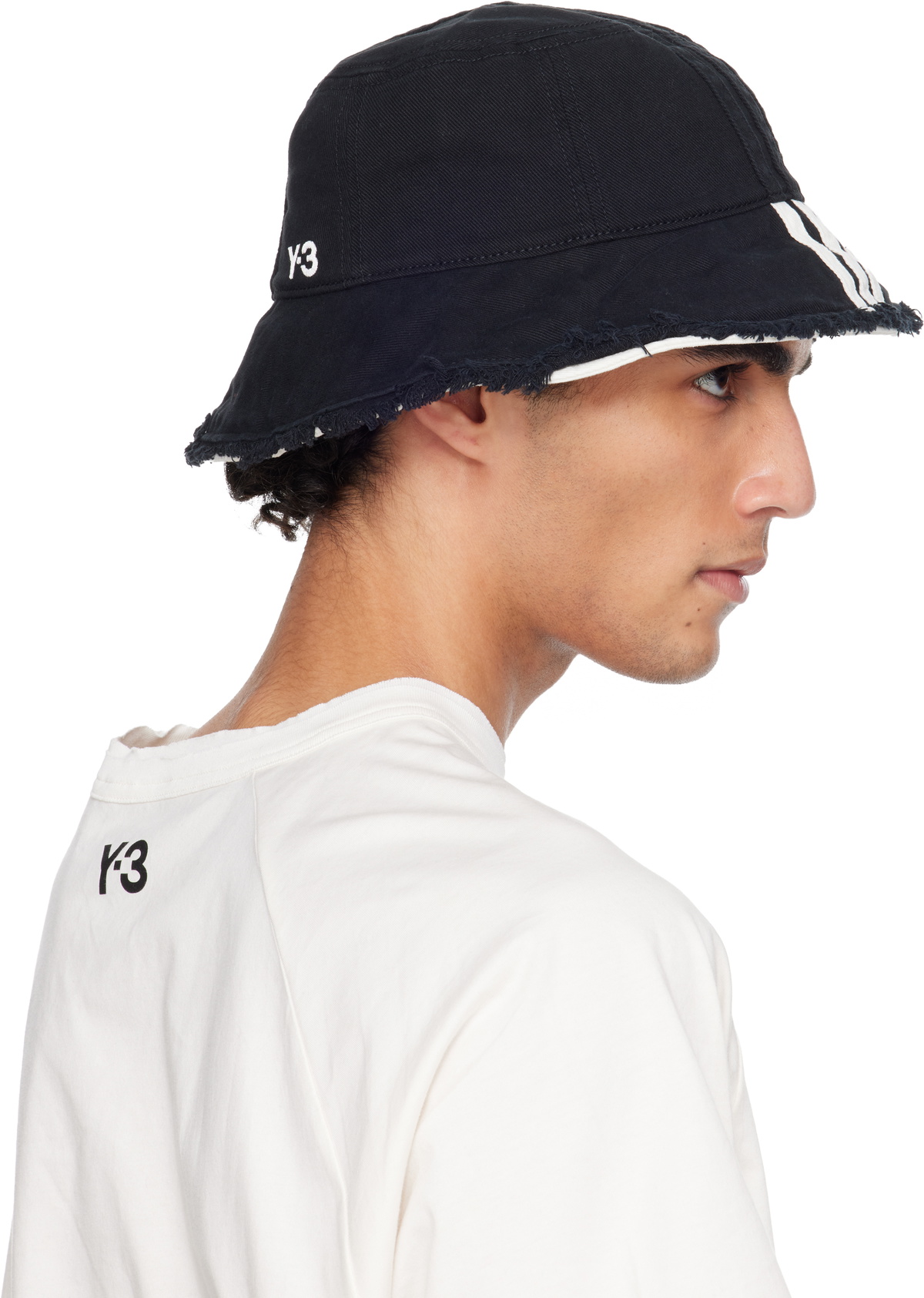 Y-3 Black Denim Stripes Bucket Hat