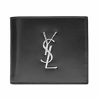 Saint Laurent Men's East West YSL Metal Logo Billfold Wallet in Black